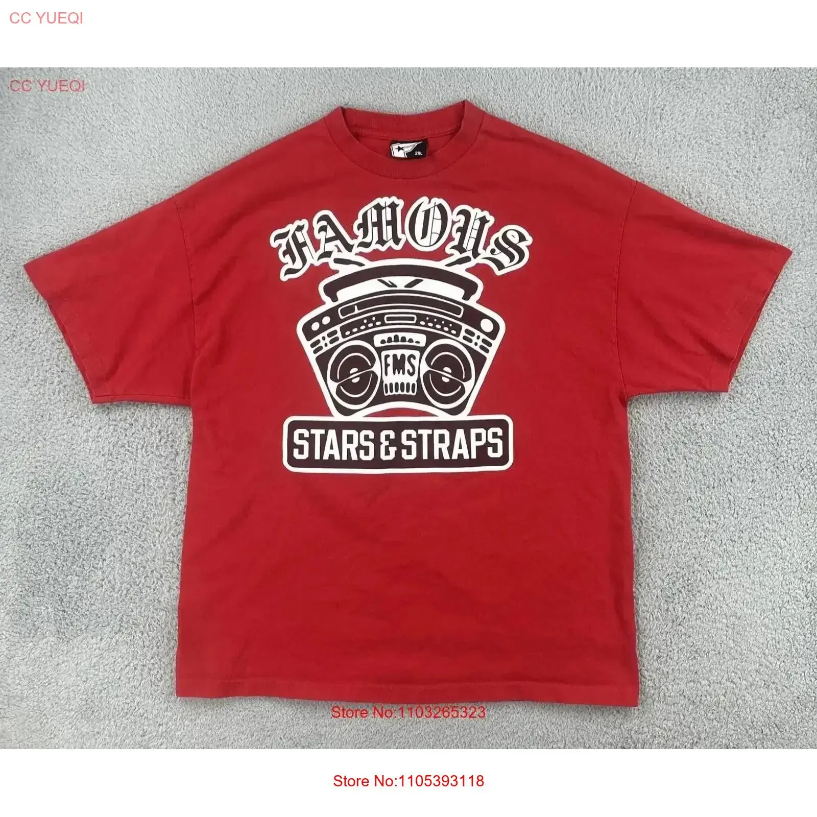 Vintage Famous Stars And Straps Mens 2XL Red T Shirt Y2K Hip Hop Streetwear EUC Washed Comfortable Versatile vintage Washed