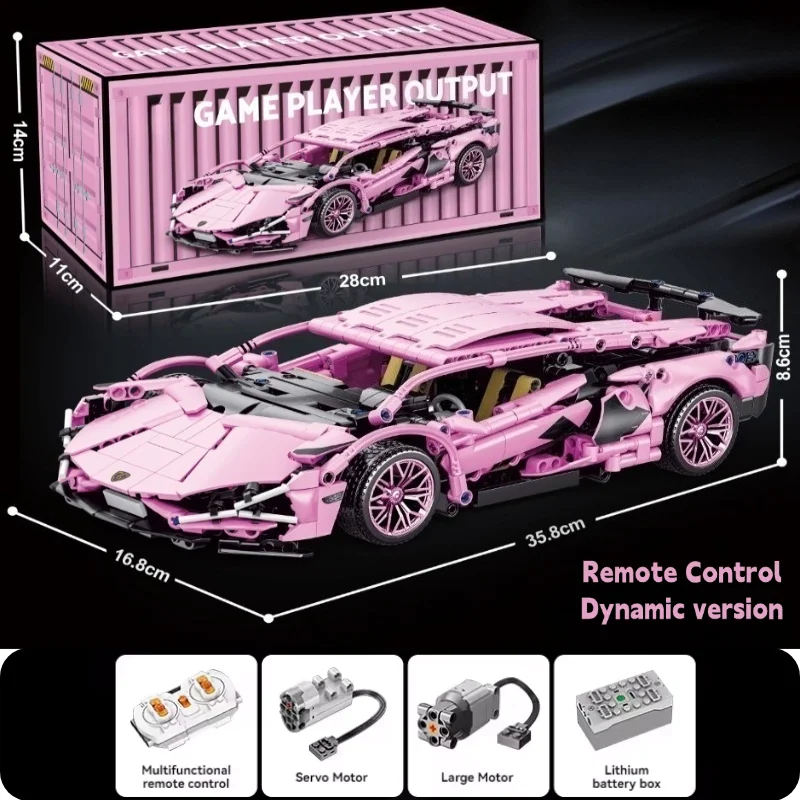 Technologie Racewagen Blok Model 1280PCS + 1:14 Motion Speed Auto Model Mechanische Super Blok Montage Speelgoed Kinderen volwassen Geschenken