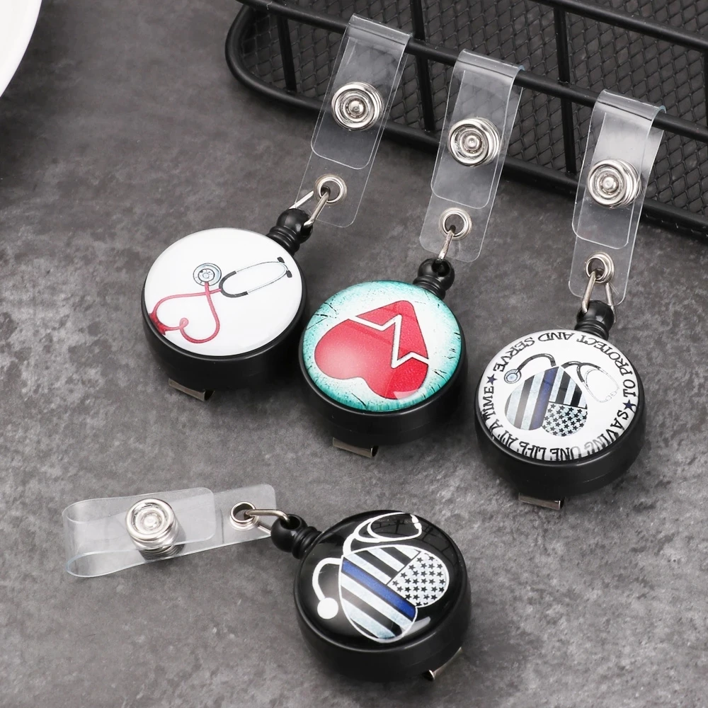 Work Card Name Card Holder Badge Holder Clip Card Holder Clip ID Card Key Chain Retractable Badge ID Badge Holder Nurse Doctor