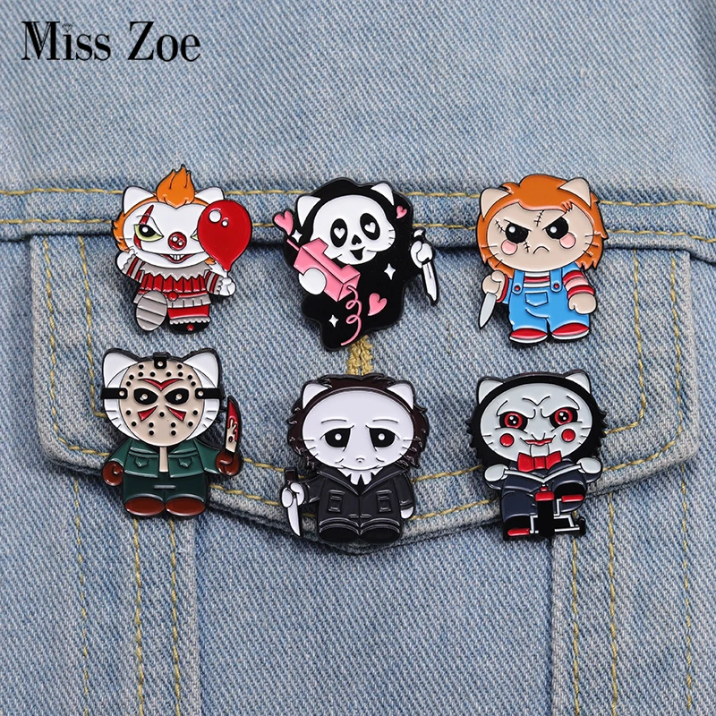 

Cute But Creepy Enamel Pins Custom halloween Dagger Animals Badges Cartoon Animal Jewelry Gift for Kids Friends