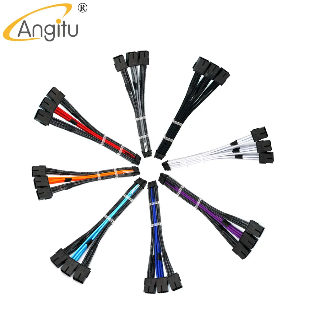 Angitu Premium 12VHPWR Power Extension Cable 12+4Pin/16Pin PCIE 5.0 To 3x8Pin PCIE RTX3090Ti Adapter Cable Custom Length 8Colors