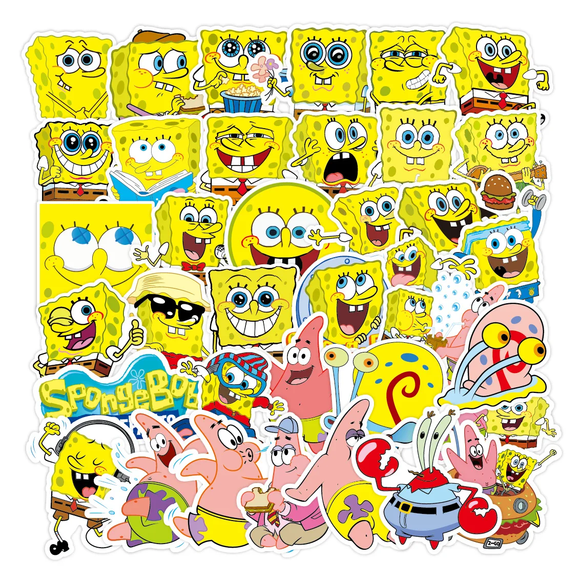 

50pcs Kawaii SpongeBob SquarePants Cartoon Graffiti Sticker Luggage Notebook Cartoon Waterproof Stickers Kids Toy Decoration