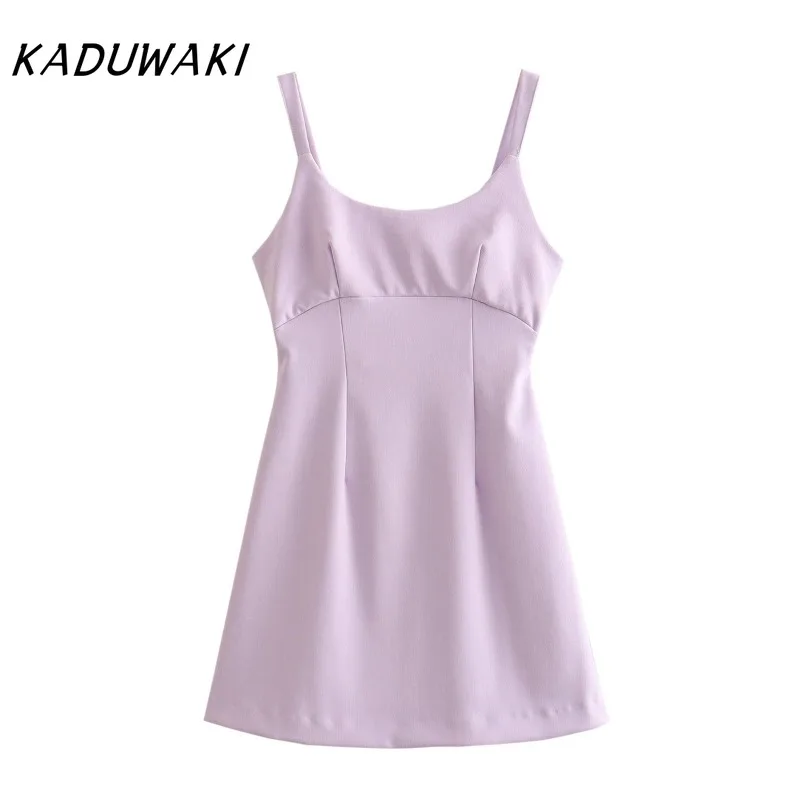 

KADUWAKI Women Rhinestone Hook Gentle Sleeveless Short Dresses Sling Dinner Party Date Mini Dress Fashion Sexy Backless Dresses