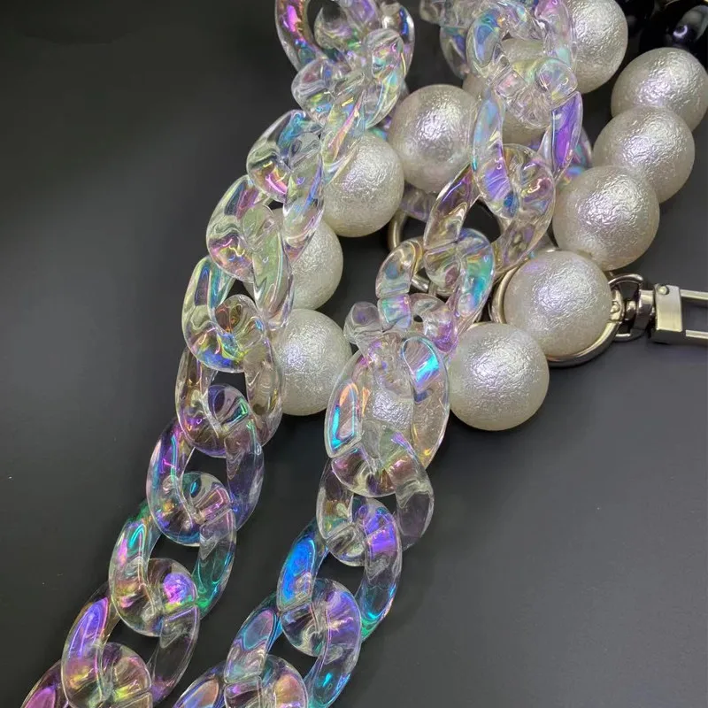 FishSheep DIY Iridescent Acrylic Chunky Chain Strap For Handbag Bags Resin Colorful Chain For Necklace Jewelry Accessories