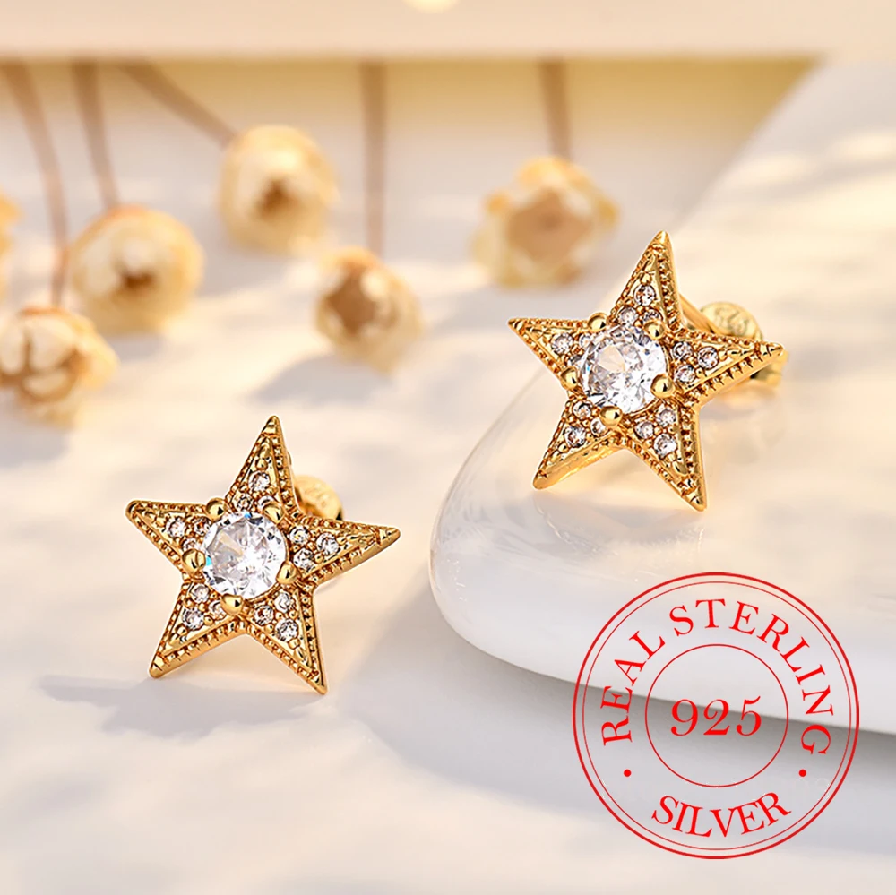 

Ювелирные изделия из стерлингового серебра 925, серьги-гвоздики с кристаллами и звездами для женщин, ювелирные изделия для свадебной вечеринки для девочек, подарок другу