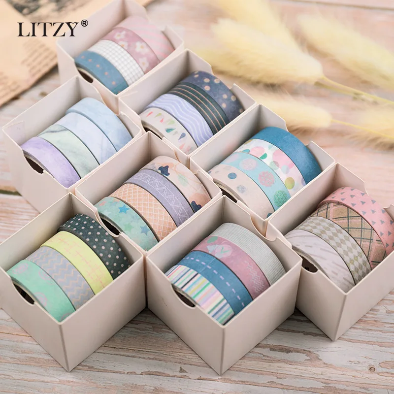 Japanese Stationery DIY Diary Decoration Washi Tape Set Scrapbooking Adhesive Masking Tape for School Office Supplies 4pcs/lot