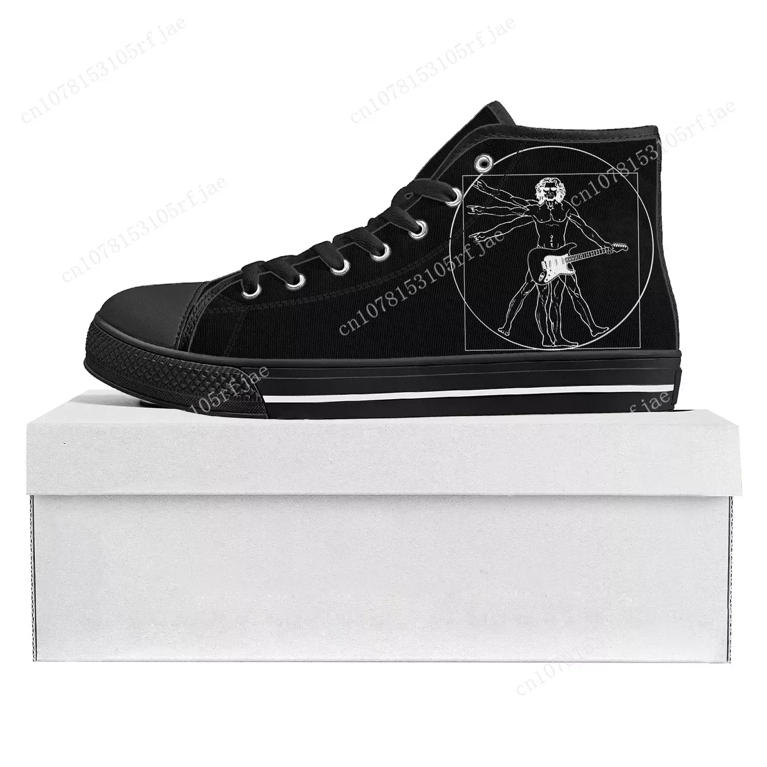 

Vitruvian Man Guitar Da Vinci High Top High Quality Sneakers Mens Womens Teenager Canvas Sneaker Casual Couple Shoes Custom Shoe