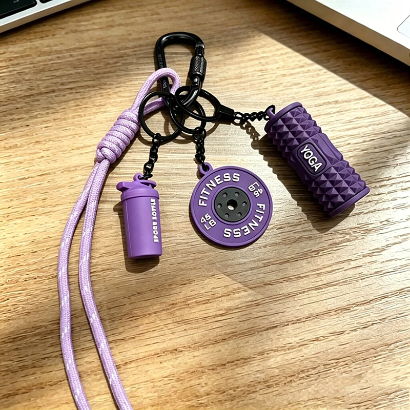 Hand-Woven Mini Dumbbell Fitness Keychain Anti-Lost Gym Lover DIY Trinket with Nylon Rope Pendant for Fitness Enthusiasts