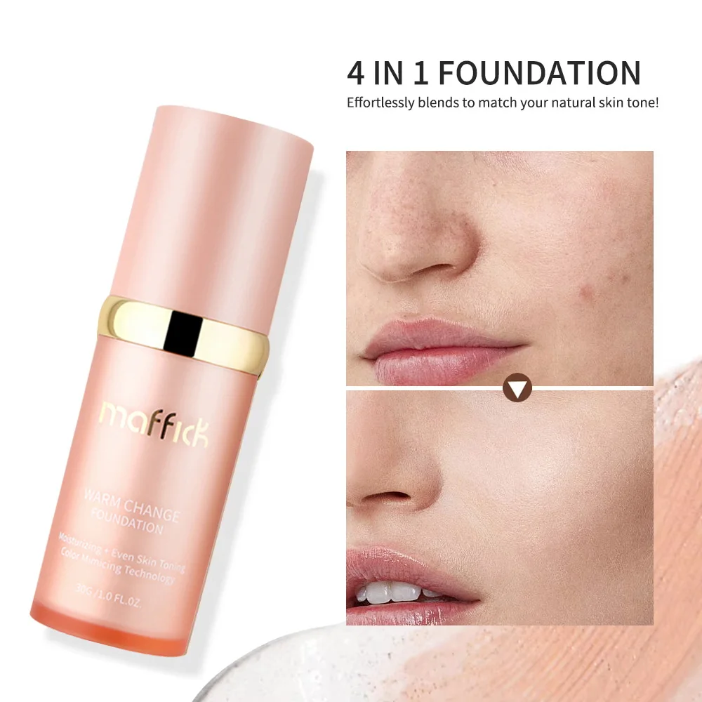 รองพื้นเปลี่ยนสี 4 in 1 ให้ความชุ่มชื้น SPF 30+ บำรุงผิว ติดทนนาน กันน้ำ ปกปิดดี เหมาะสำหรับพกพา