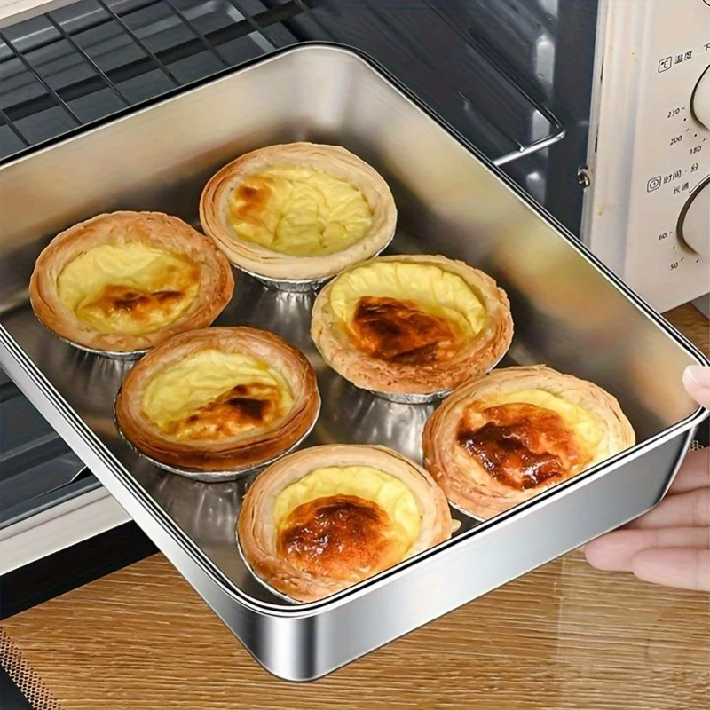 3 مجموعات من مقالي الخبز الفولاذ المقاوم للصدأ كعكة سلطة اللحوم المتبلة الدجاج الأسماك الغذاء الإعدادية صينية تارت مقلاة خبز فرن الخبز