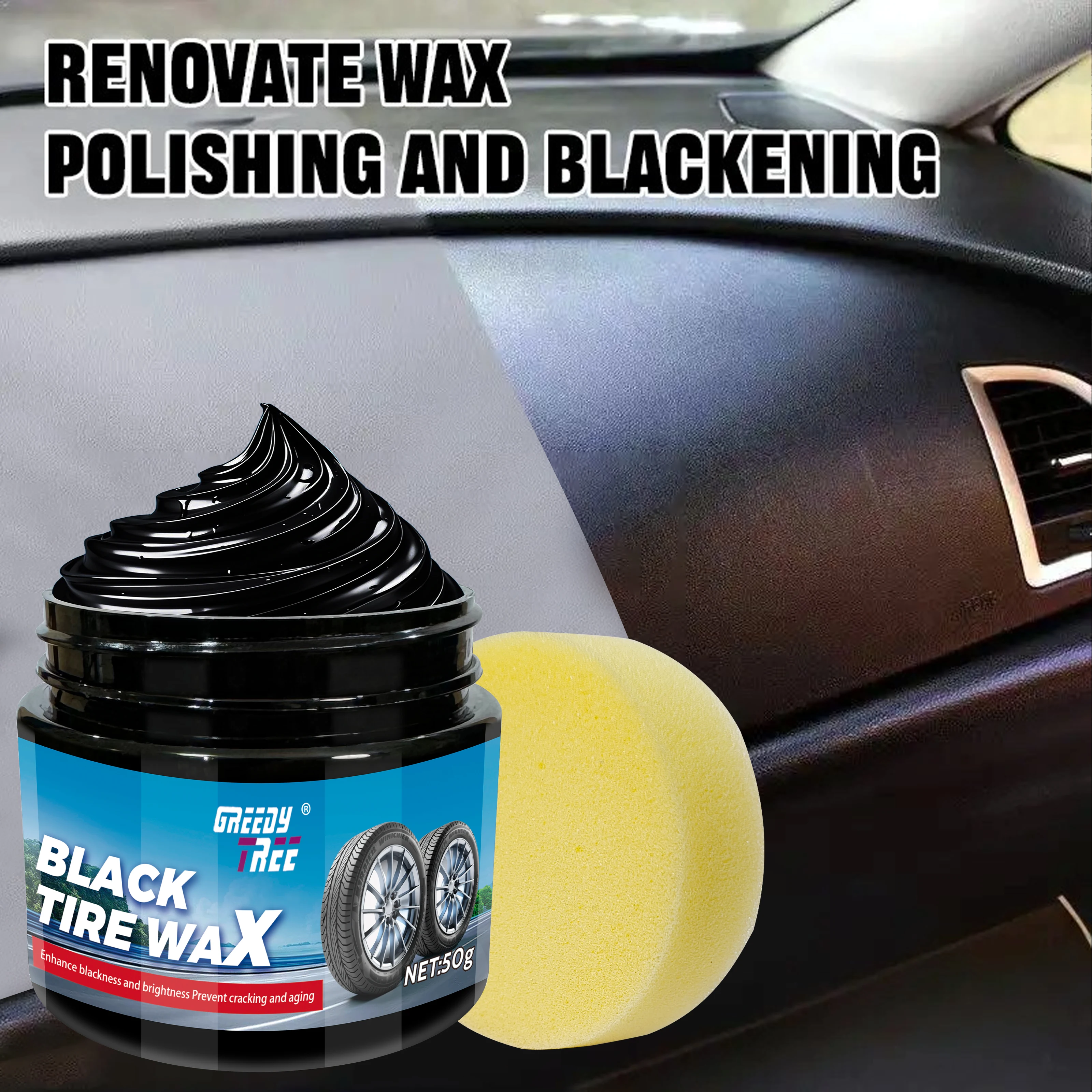 Black Tire Wax, Water-Resistant Car Wheel Shine, Long-Lasting Protection, Easy-to-Clean Formula, Durable Plastic Refurbishment