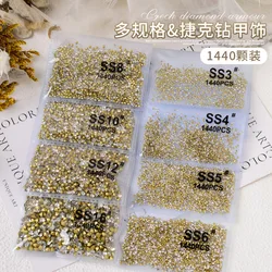 1440PCS SS3-SS16 Super Sparkle White Czech Sharp Bottom Diamonds Pile Glass Nail Art Rhinestones Decorations Manicure Ornaments