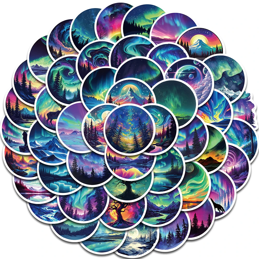 50PCS Northern Lights Art Series Graffiti Sticker Computer DIY Graffiti Laptop Luggage Waterproof Creative Notebook Stickers ﻿ image 2
