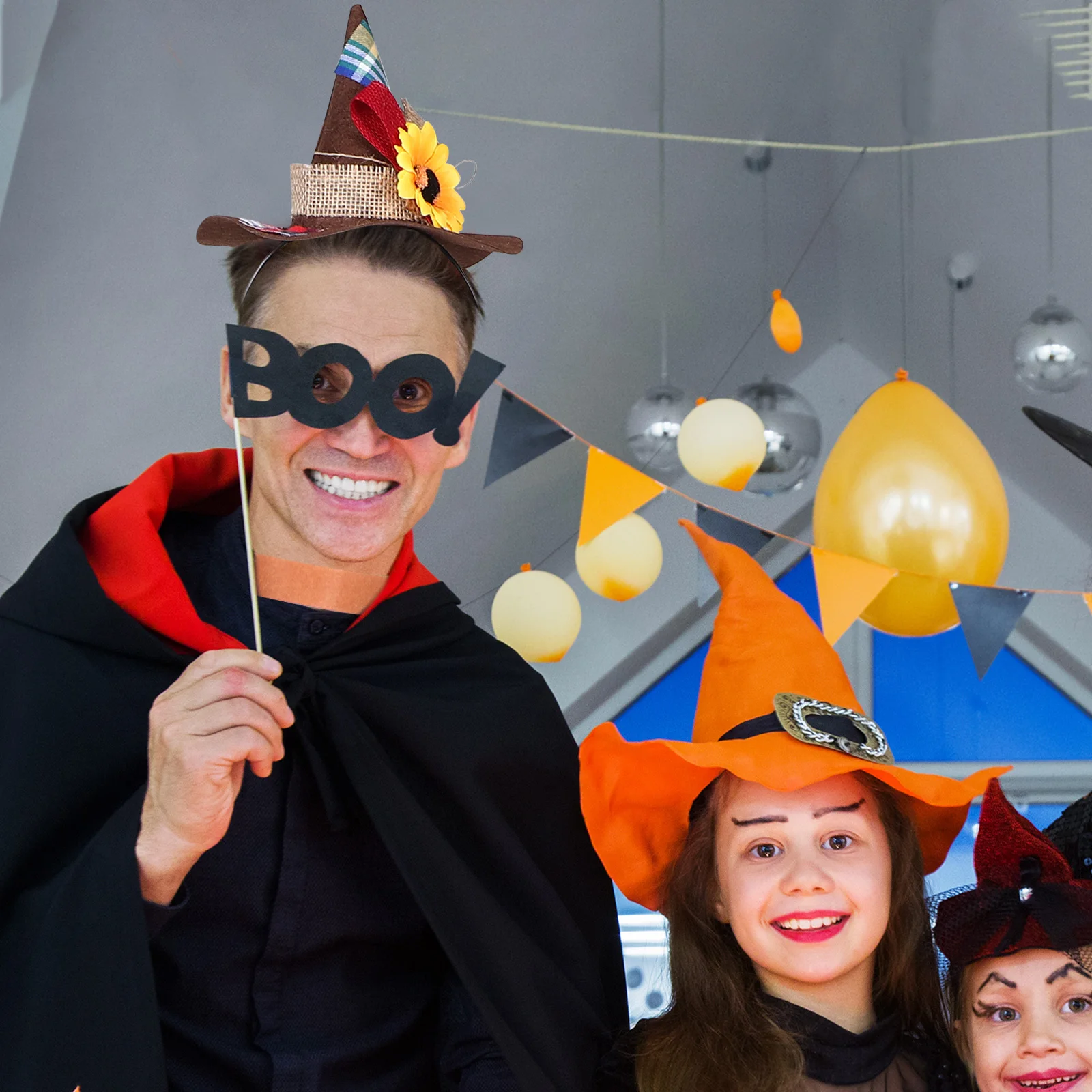 Zestaw kostiumu stracha na Halloween: filcowy kapelusz czarodzieja, opaska, słomiane mankiety, akcesoria na imprezę, karnawał, święta i uroczystości.