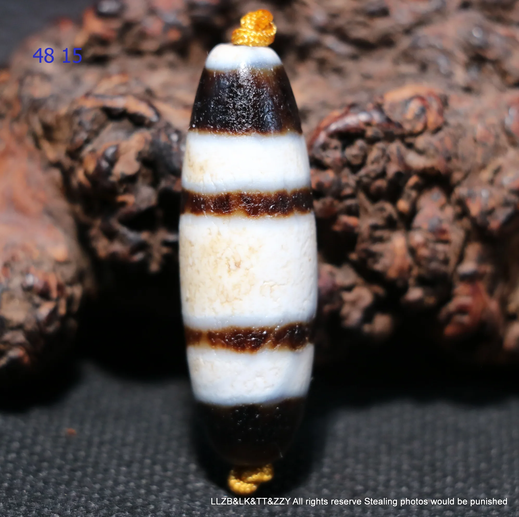 Magic Power Energy Tibetan Old Agate Line Type Healer Medicine Totem dZi Bead Amulet Pendant Talisman UPD220724A45