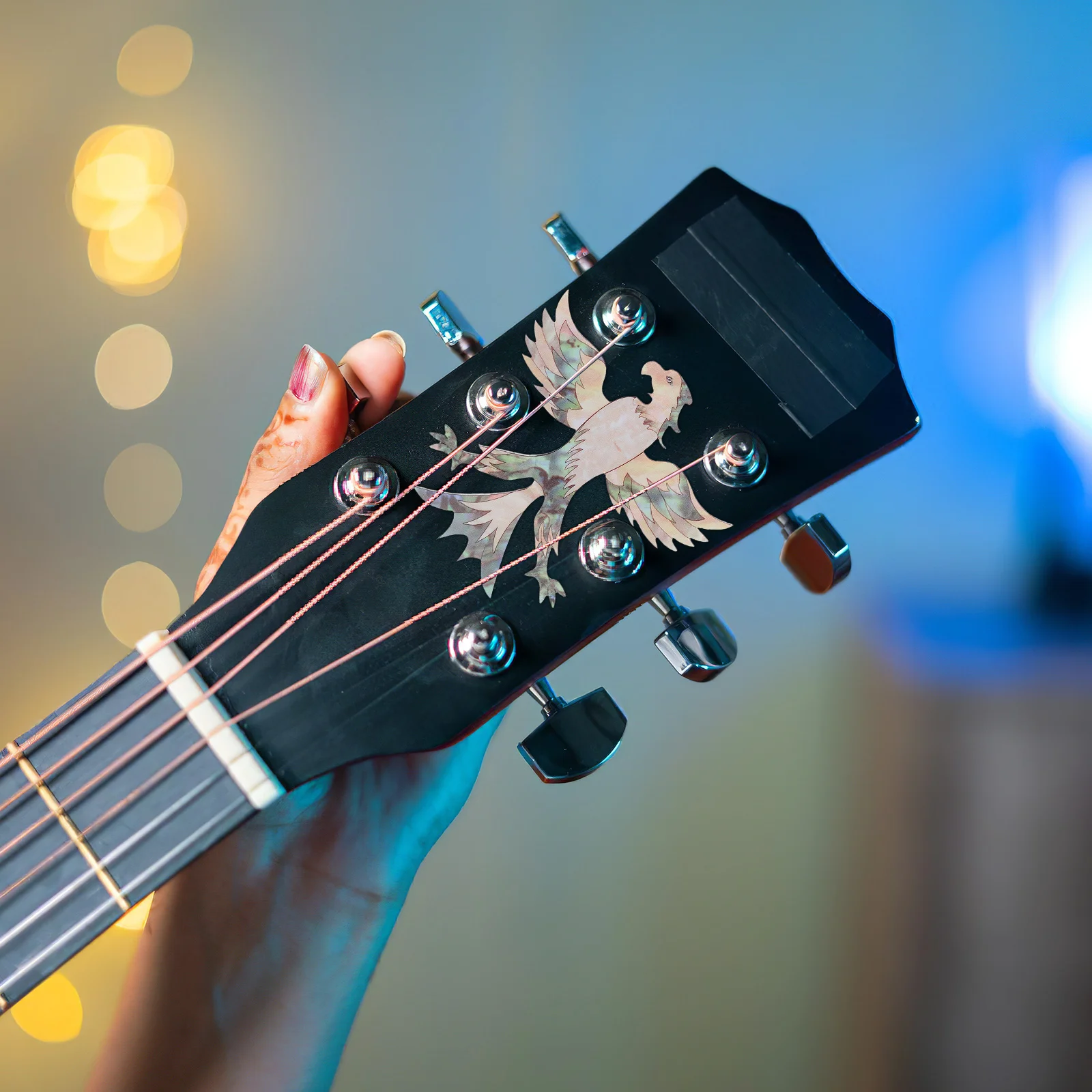 

Diy Eagle Design Pack Pvc Headstock Decals Durable Guitar Panel Easy Install Animal Pattern Decals For Electric Guitar Ukulele