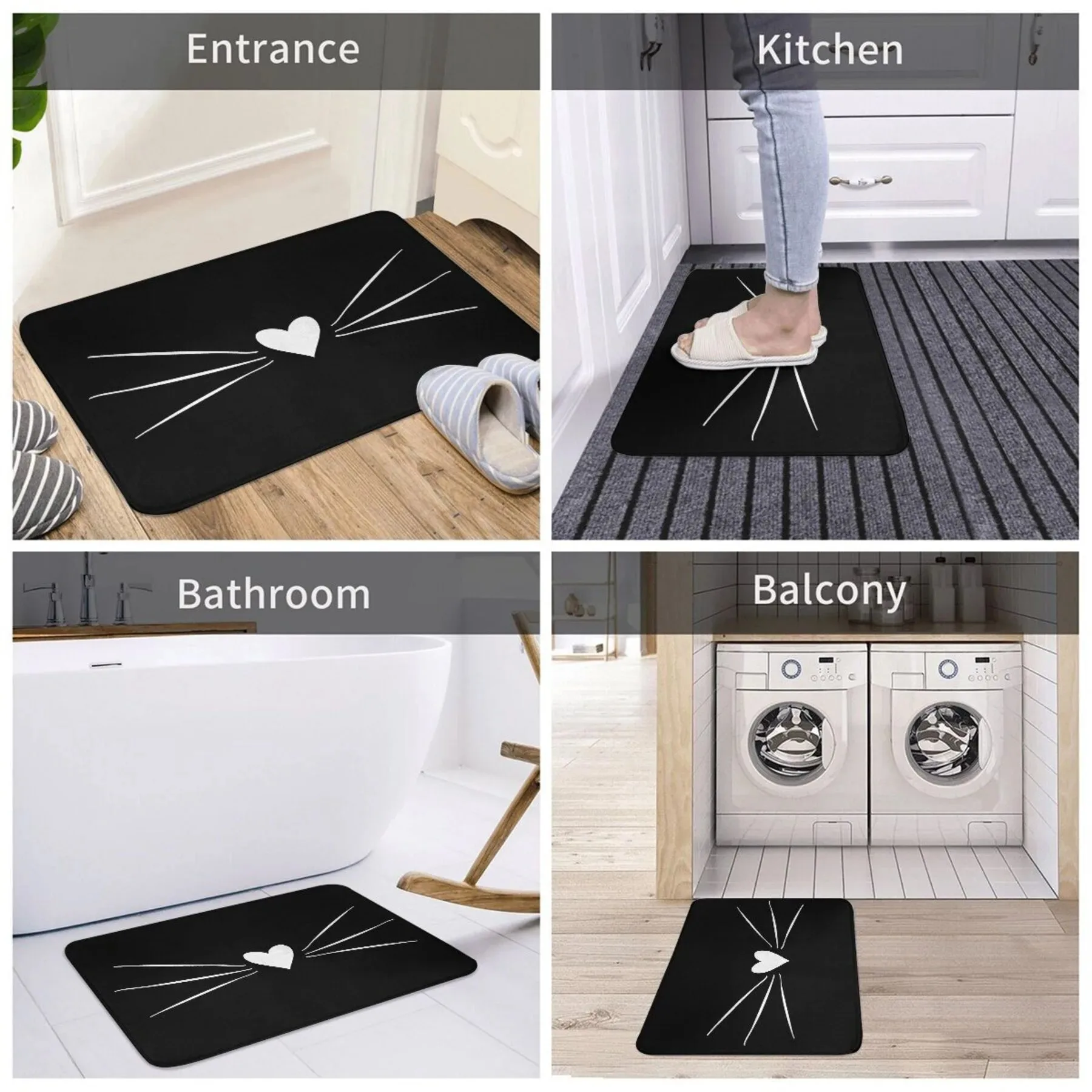 

1PC Heart pattern Pop arts design Kitchen Rugs Non-Slip Home Door Mats Bathroom Rugs Bath Mat Carpet for Home Sink Laundry Decor