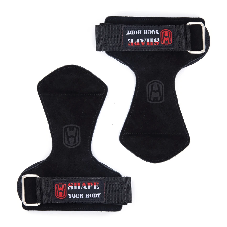 WOSWEIR Heavy Duty Leather Wrist Straps Deadlift Bodybuilding Exercise Barbell Weight Lifting Alternative Power Hooks Support image 3