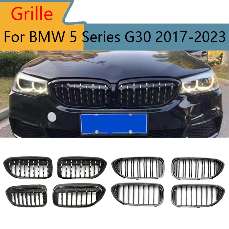 

For BMW 5 Series G30 G38 G31 2017-2020 Front Kidney Grille Mesh Diamond Style Glossy Black Car Grille Panel Grills