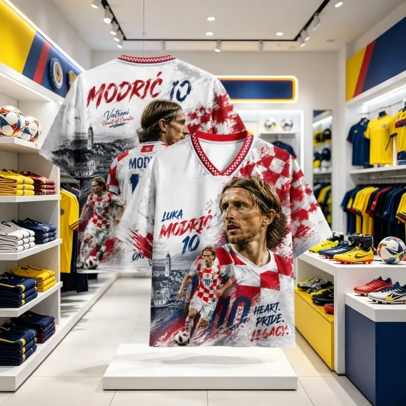 Men Women Kid Modric 10 Full Graphic Jersey T-shirt Croatia Soccer Legend Print V Neck Shirt for Football Supporters DailyOutfit
