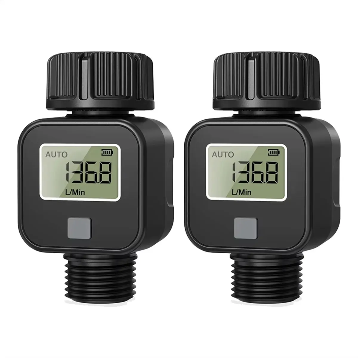 Digital LCD Water Meter Garden Irrigation Hose Sensor Battery Powered 0.5‑8Bar GPM LPM Instant Usage Recorder
