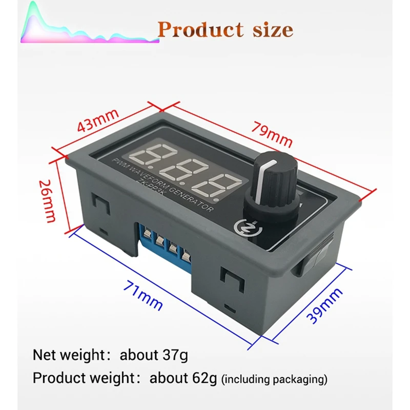 ZK-PP3K Generator sinyal PWM LCD Mode ganda, Generator sinyal 1 hz-99 Khz PWM frekuensi nadi, siklus kerja dapat disesuaikan