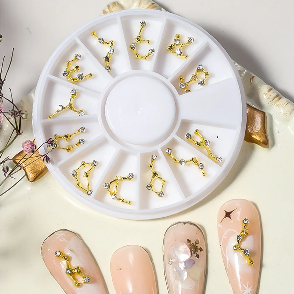 

3 коробки для ногтей из сплава со стразами, 3D подвески в виде зодиака, украшения для дизайна ногтей, акриловые украшения для ногтей, чехол для телефона, подвески в виде знака зодиака