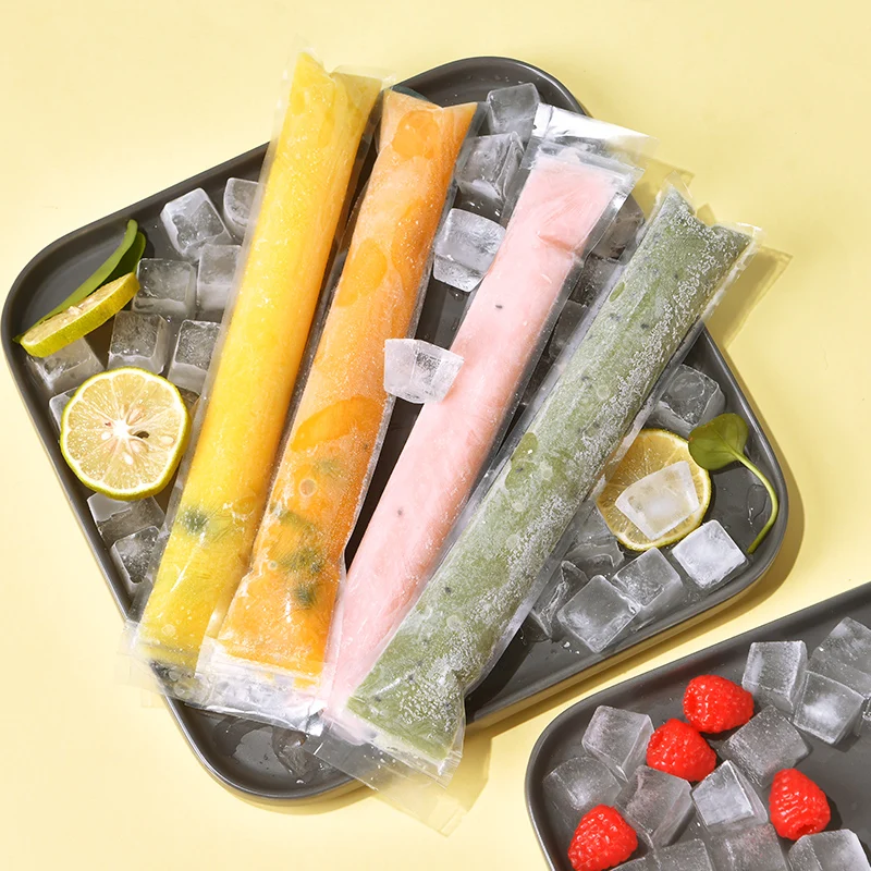 40/20x Disposable Ice Pop Mold Bag Large Freeze DIY Popsicle Sealed Bags with Silicone Funnel Ice Cream Fruit Juice Smoothie Bag