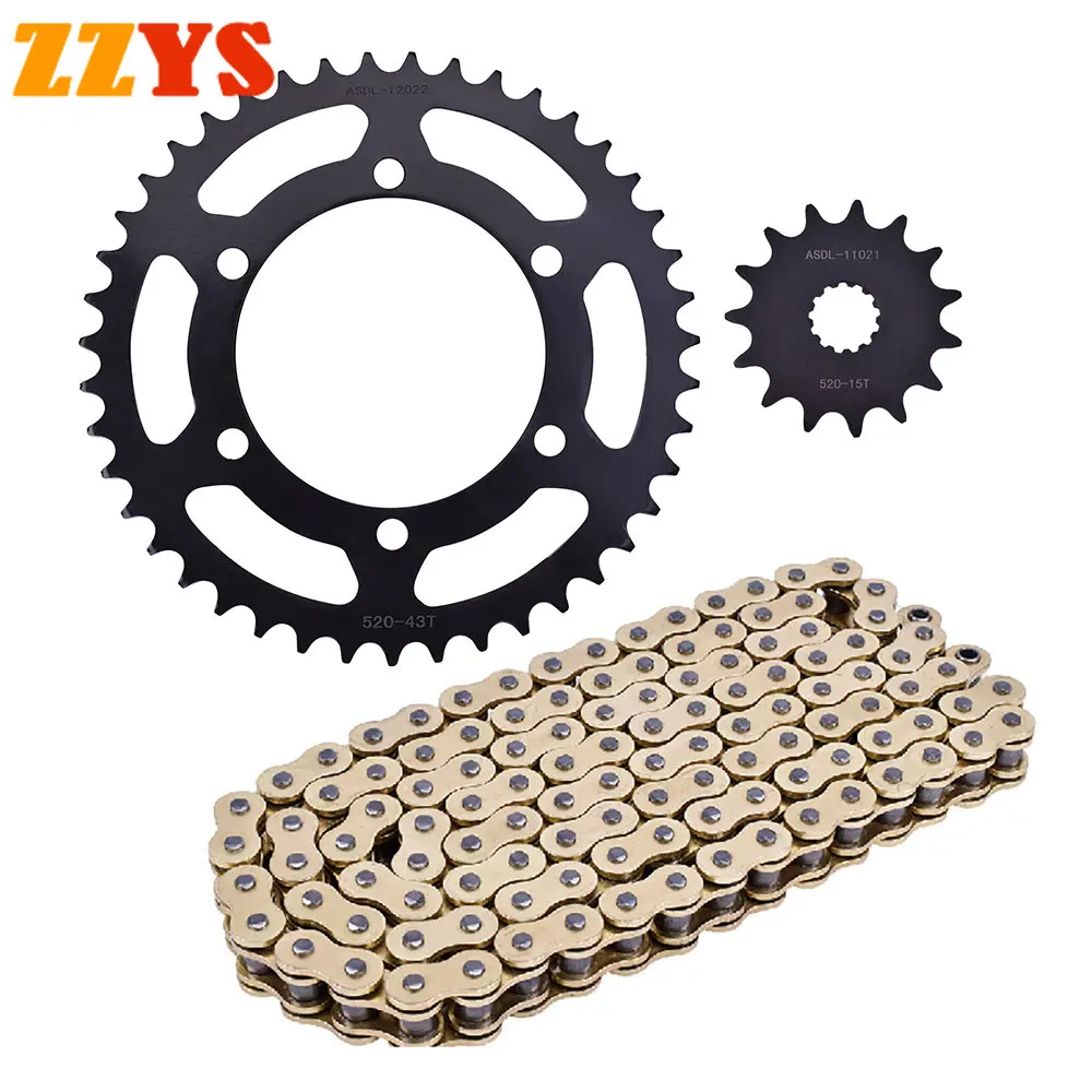 

520HO Ring Motorcycle Golden Chain 520 15T 43T Front Rear Sprocket Wheel for YAMAHA YZF-R3 YZF R3 2015-2020 2016 2017 2018 2019