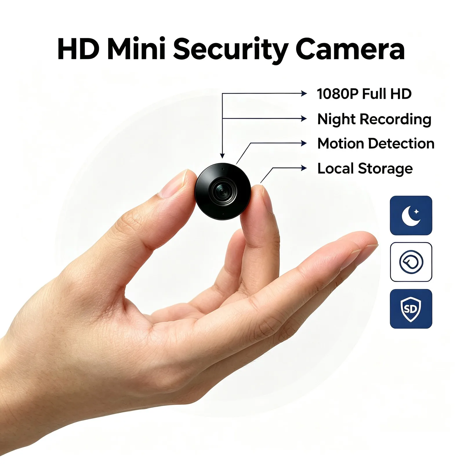 WQ27 Indoor Household Commercial Monitoring Camera HD Live Streaming Video Two‑Way Audio Communication Human Activity Detection Notification Loop Video Recording SD Card Storage Remote Surveillance Safety Protection Tool