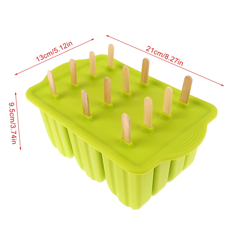 1Pc 12 Cavity Silicone Ice Cream Mold With Cover DIY Popsicle Box Lolly Mould Dessert Ice Cube Tray Maker Kitchen Gadgets