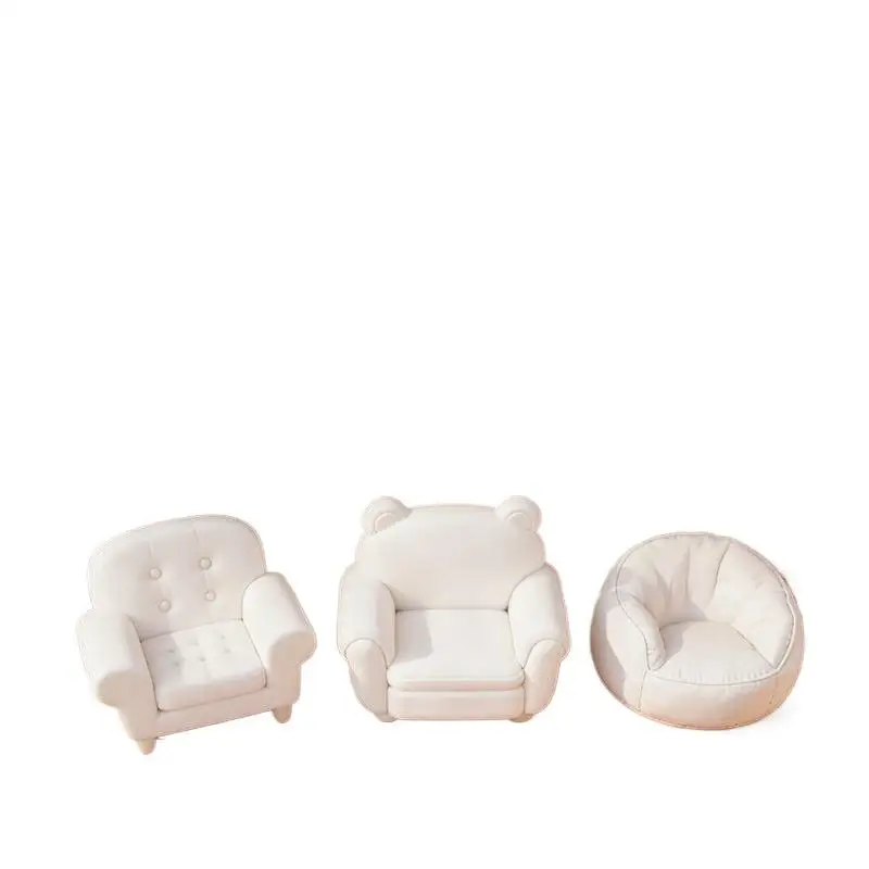 Mini 1:12 Scale White Sofa Adorable Bear Ear Design Cute Dollhouse Decor for Miniature Collectors Hobby Use
