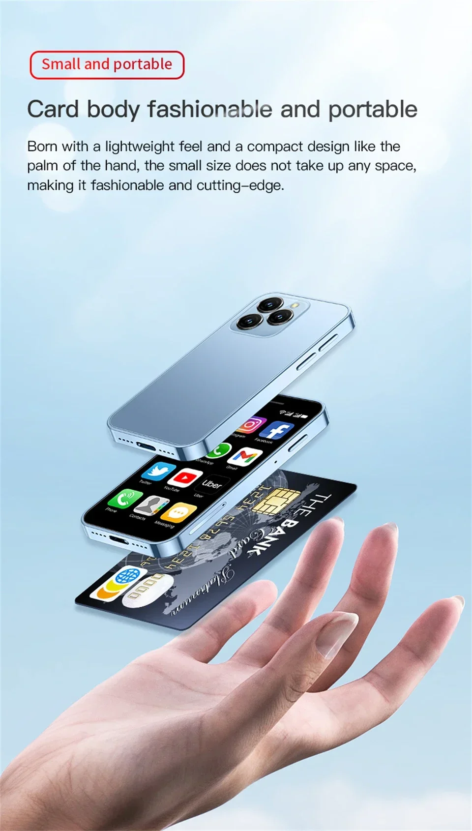 SOYES XS16 4G Mini Smartphone 3.0 Inch Display Android 10.0 2000mAh Small Mobile Phone