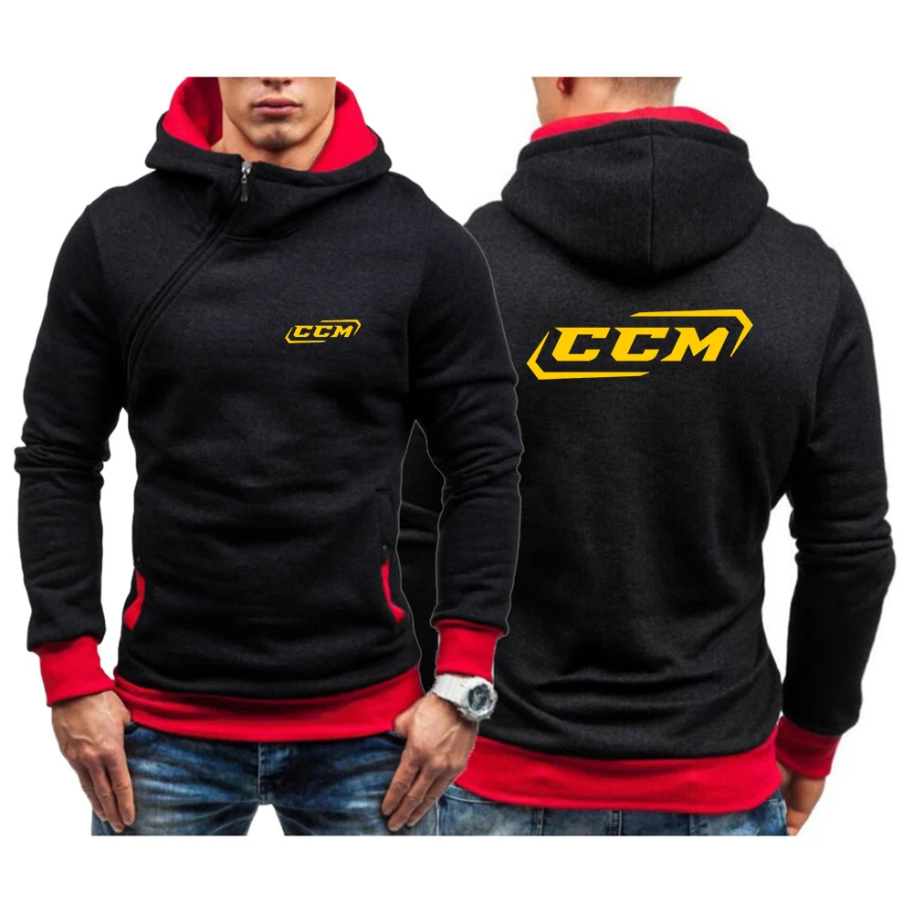 

CCM Men's New Spring And Autumn Printed Hooded Diagonal Zipper Hoodies Sweatshirts Popular Sportswear Streetwear Pullovers Tops