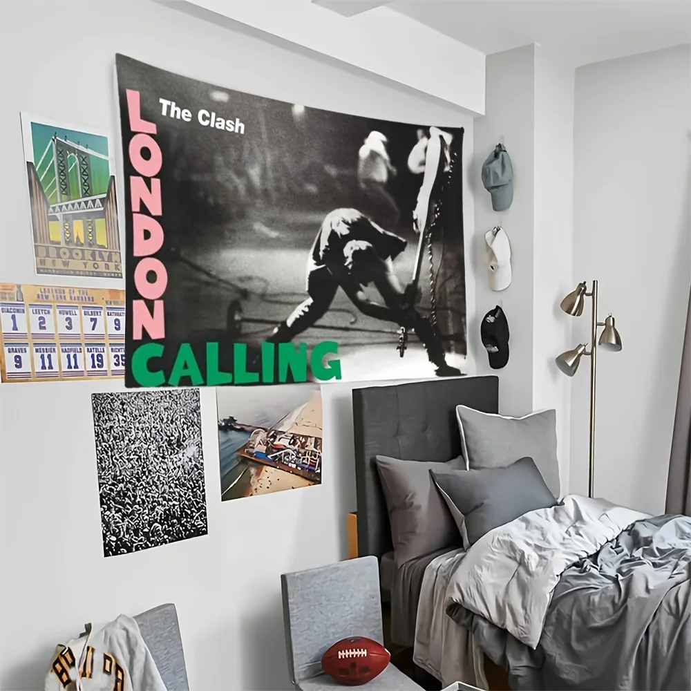 نسيج The Clash London Calling - تصميم فني للموسيقى القديمة، هدية مثالية للمنزل والسكن، ديكورات جدارية فريدة من نوعها