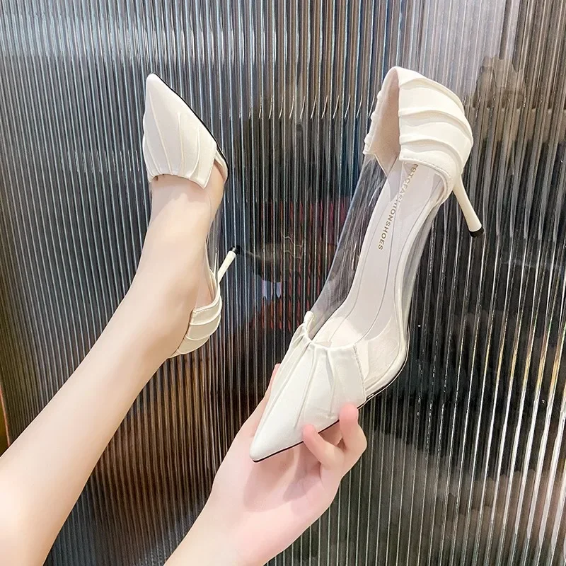 Neue Luxus frauen Frühling und Sommer Baotou Transparent Stiletto High Heels Pumps Strass Zeigte Einzelne Schuhe Alle-spiel