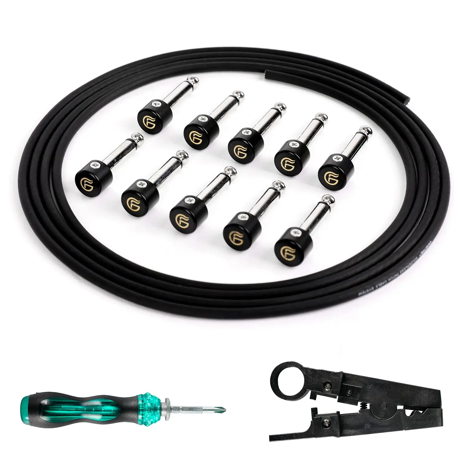 Ghost Fire SP-01 DIY Solderless Pedalboard Cable Kit for Guitar Effects & Pedal Board, with Cutter, Bolt Driver