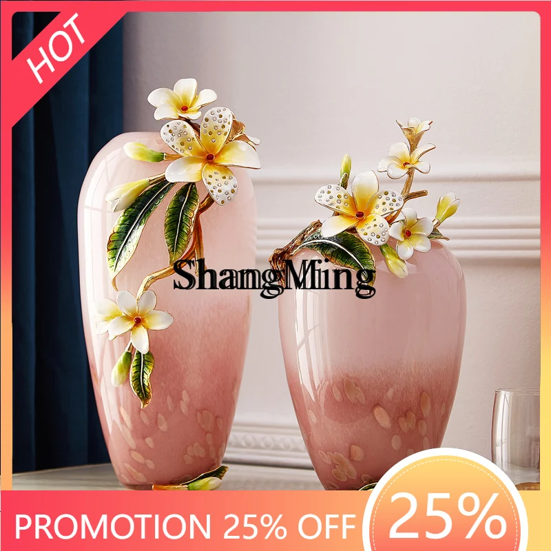 

SM new glass vase ornament high-end living room entrance desktop art decoration