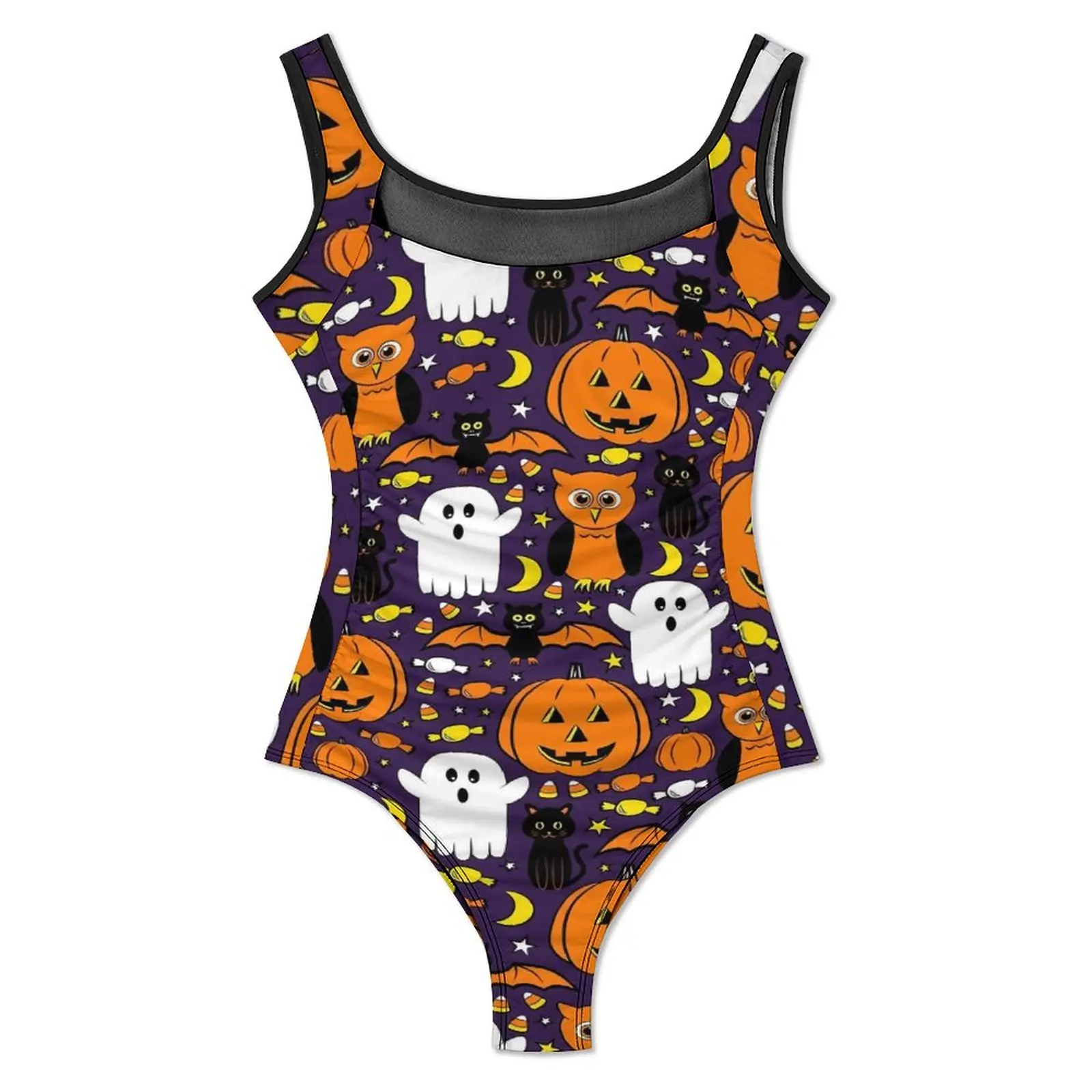 Happy Haunts Swimsuit Sexy Ghost And Pumpkin One Piece Swimwear Push Up Bodysuit Fantasy Beach Beach Wear