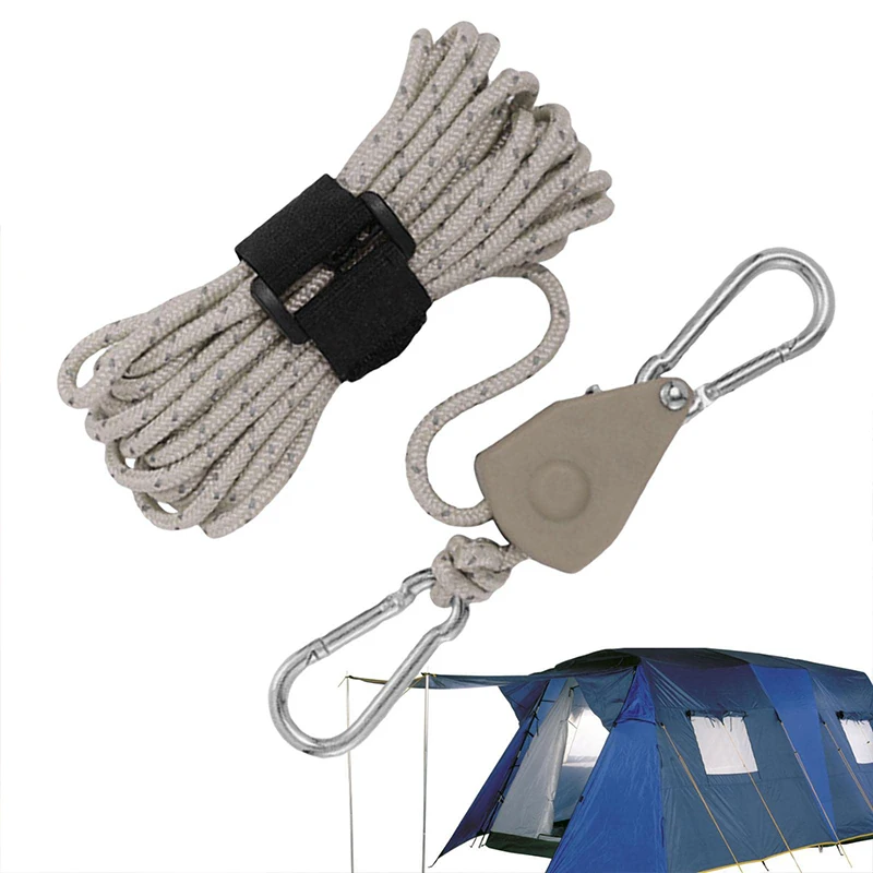 Outdoor Pulley Adjuster Tent Fixture Metal Lift Pulley Reflective Wind Rope Thicker Canopy Umbrella Rope Outdoor Pets Supplies