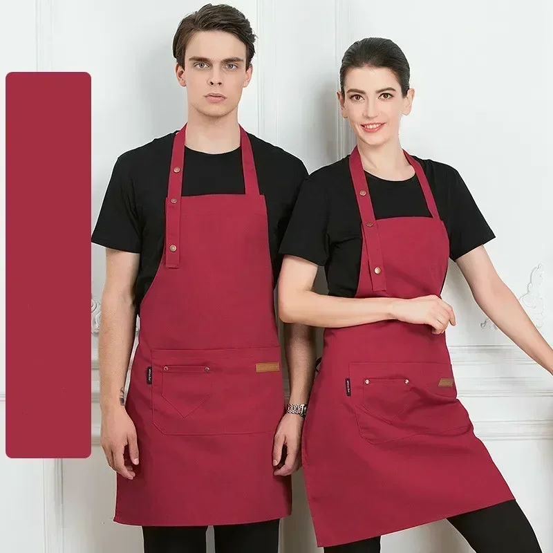 New Chef Waiter Cafe Shop Pure Color Cooking Apron for Woman Men BBQ Hairdresser Aprons Bibs Kitchen Accessory