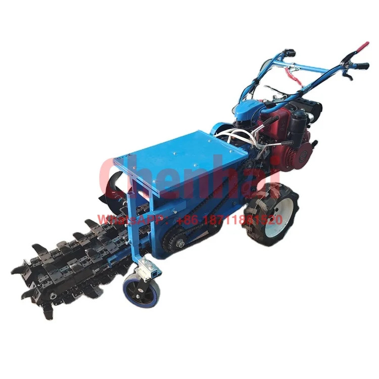 Agricultural Machinery Ditcher Small Walk Behind single double Chain Trencher  with engine