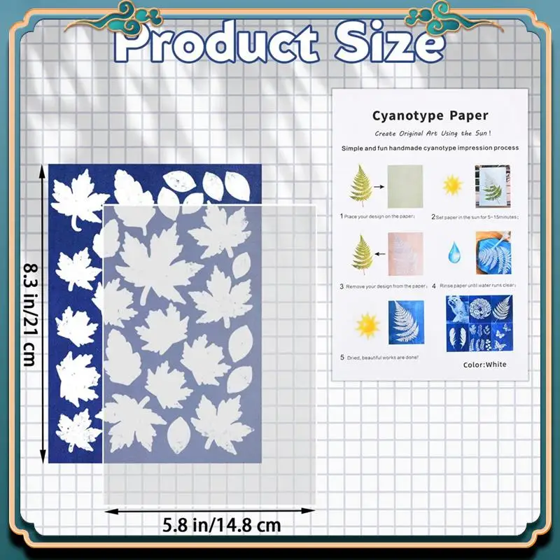 (جديد) - مجموعة واحدة من ورق Cyanotype مع ورقتين من ورق طباعة الشمس من الأكريليك، ورق فني للطباعة المنشط ورق Cyanotype