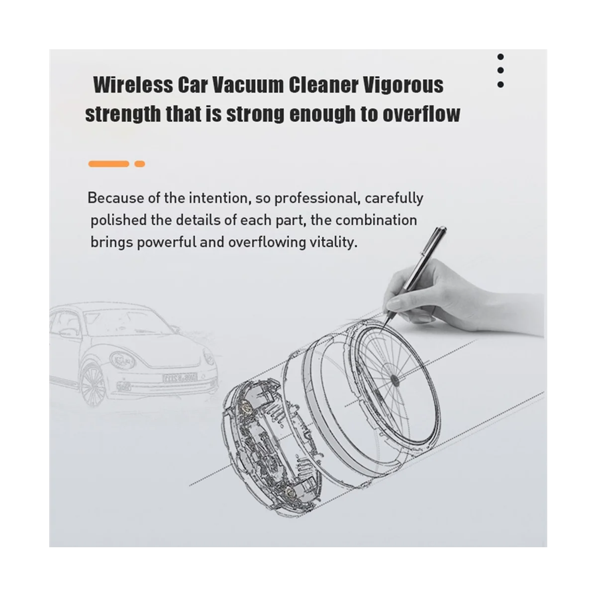 80000Pa 2 in 1 Car Vacuum Cleaner Wireless Charging Compressed Air Handheld High-Power Office-Blue