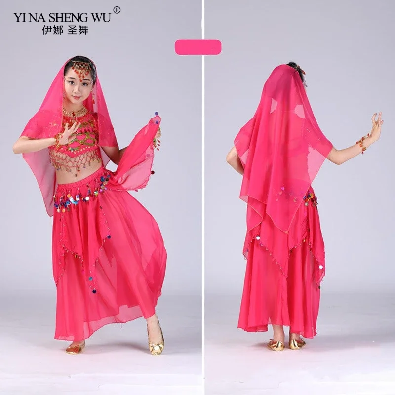 Performance Girls Belly Dancing Costume Set Kids Indian Dance Girl Bellydance Costume Dancewear Girl Egypt Dance Costumes 4pcs
