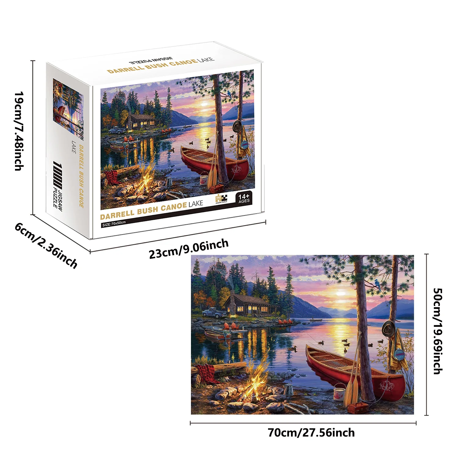 1000 Pieces Darrell Bush Canoe Lake Jigsaw Puzzles for Adults Home Decor Games Family Fun Floor Puzzles Educational Toys