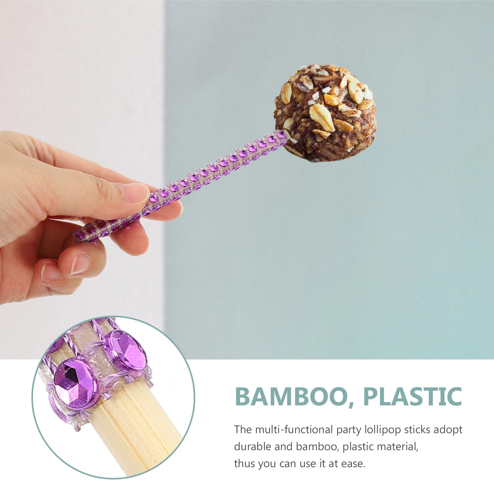 

30pcs Glitter Bamboo Shiny Lollipop Picks For Chocolate Apples Party Cake Candy Fruit Picks Banquet Dessert Tools Easy Carry