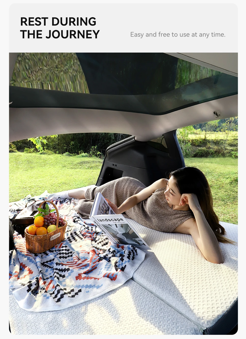 YZ Campingmatratze für Tesla Model Y 2021-2026, Memory-Schaum-Matratze, Reisebett, tragbar, im Auto schlafen, Outdoor-Camping – Detail 15
