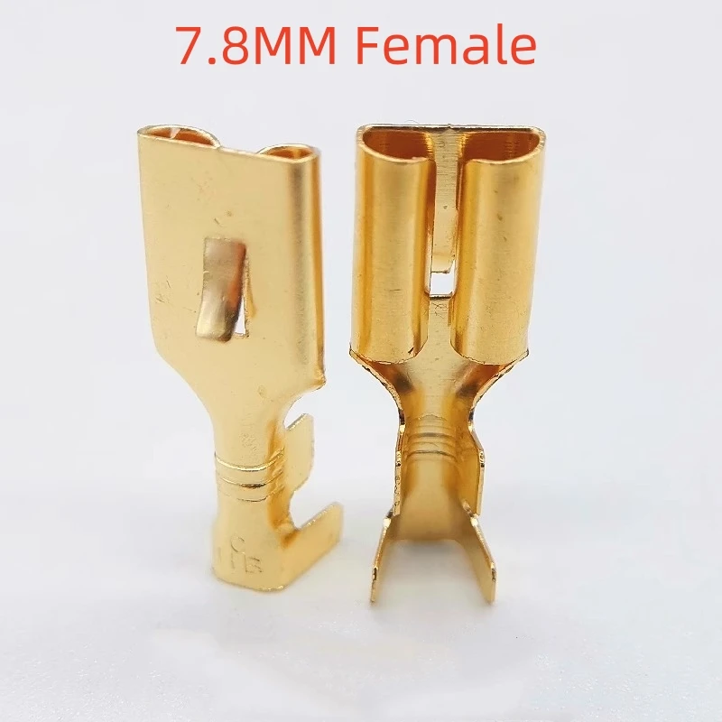 10/100PCS 7.8MM Cold-Pressed Terminal Block, Brass 7.8 Flat with Thorn Spring/Insert Copper Automotive Connector Plug-In Type