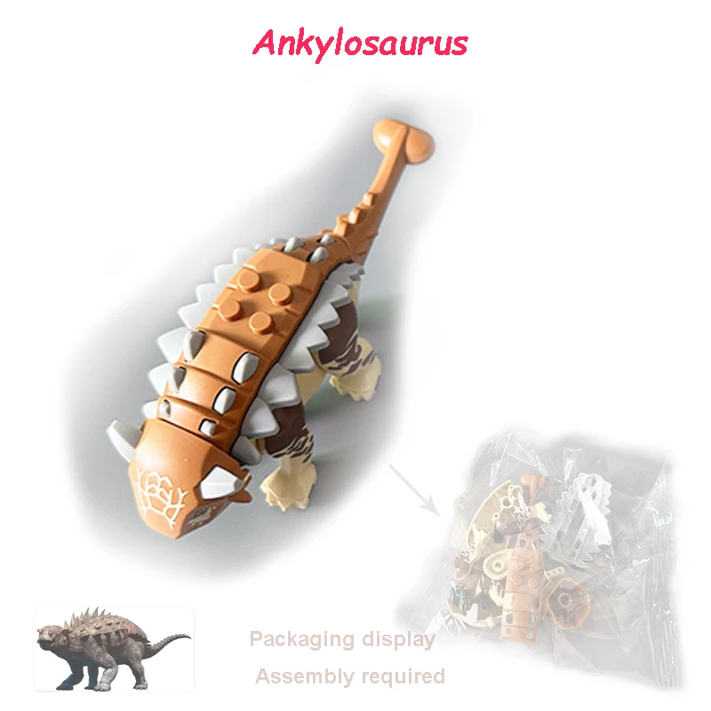 Mini Jurassic Dinosaurs World Building Blocks Dino T-Rex Velociraptor Figures Model Assemble Educational Toys For Children Gifts - view 3